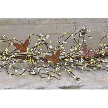 Pip Berry Garland With Butterflies, Citron, 40